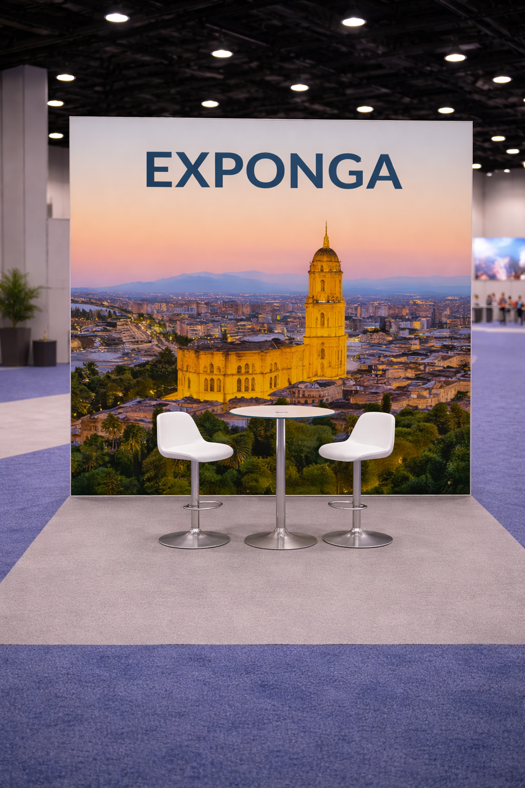 Stand con imagen de Málaga