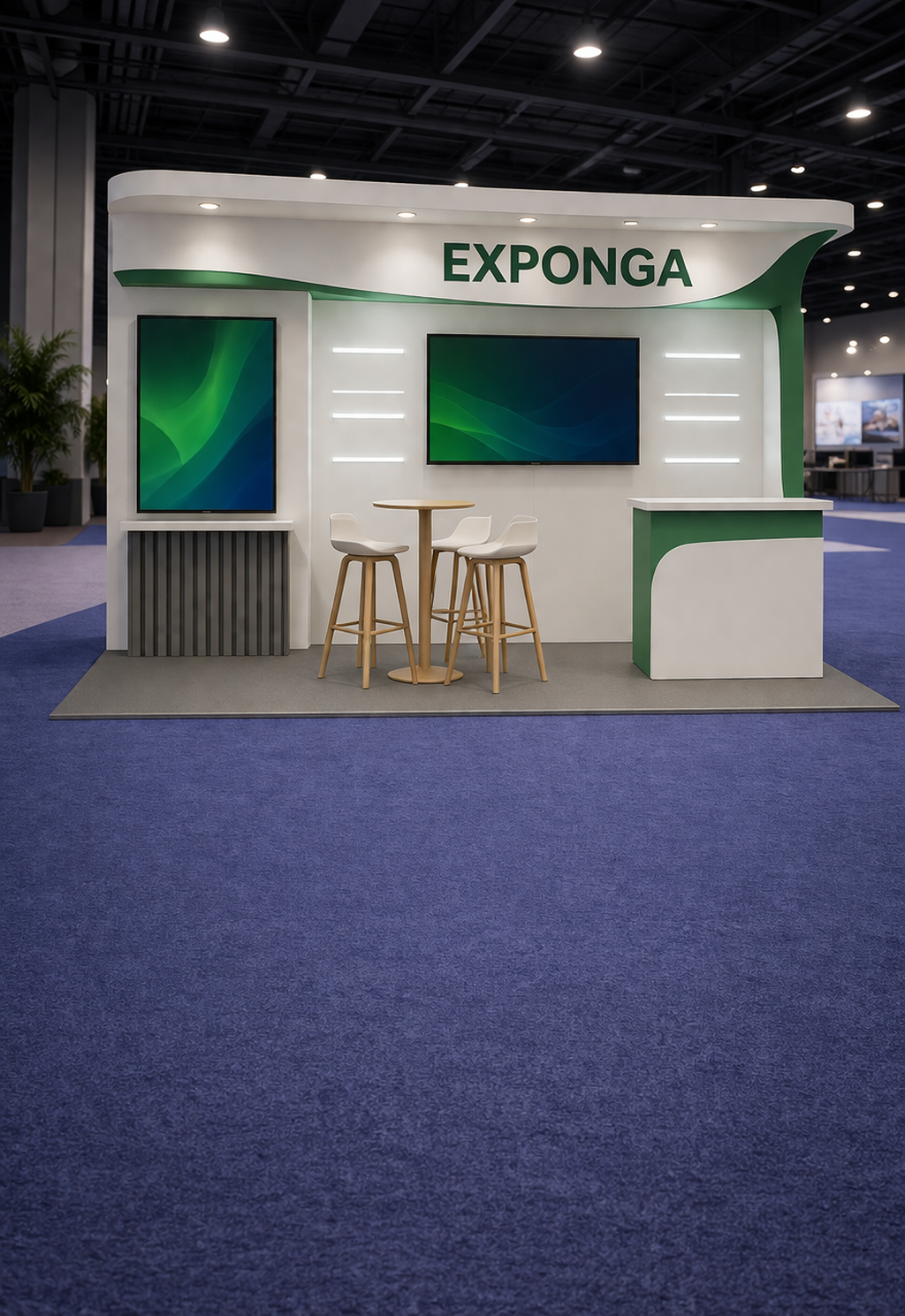 Stand moderno con diseño curvo