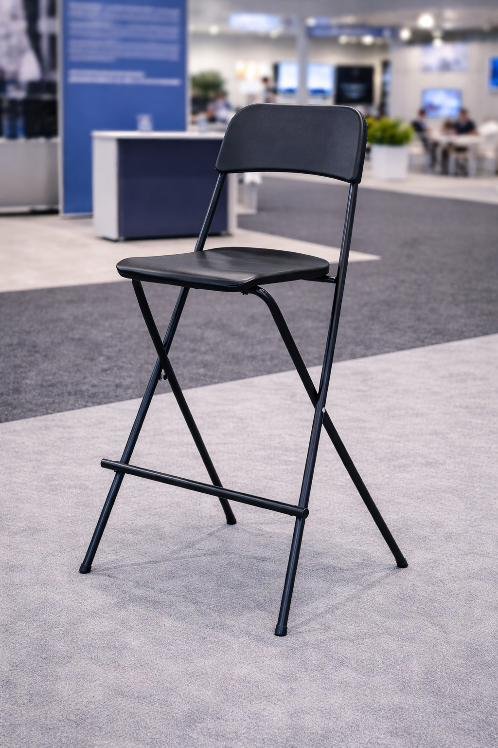Taburete plegable negro para eventos